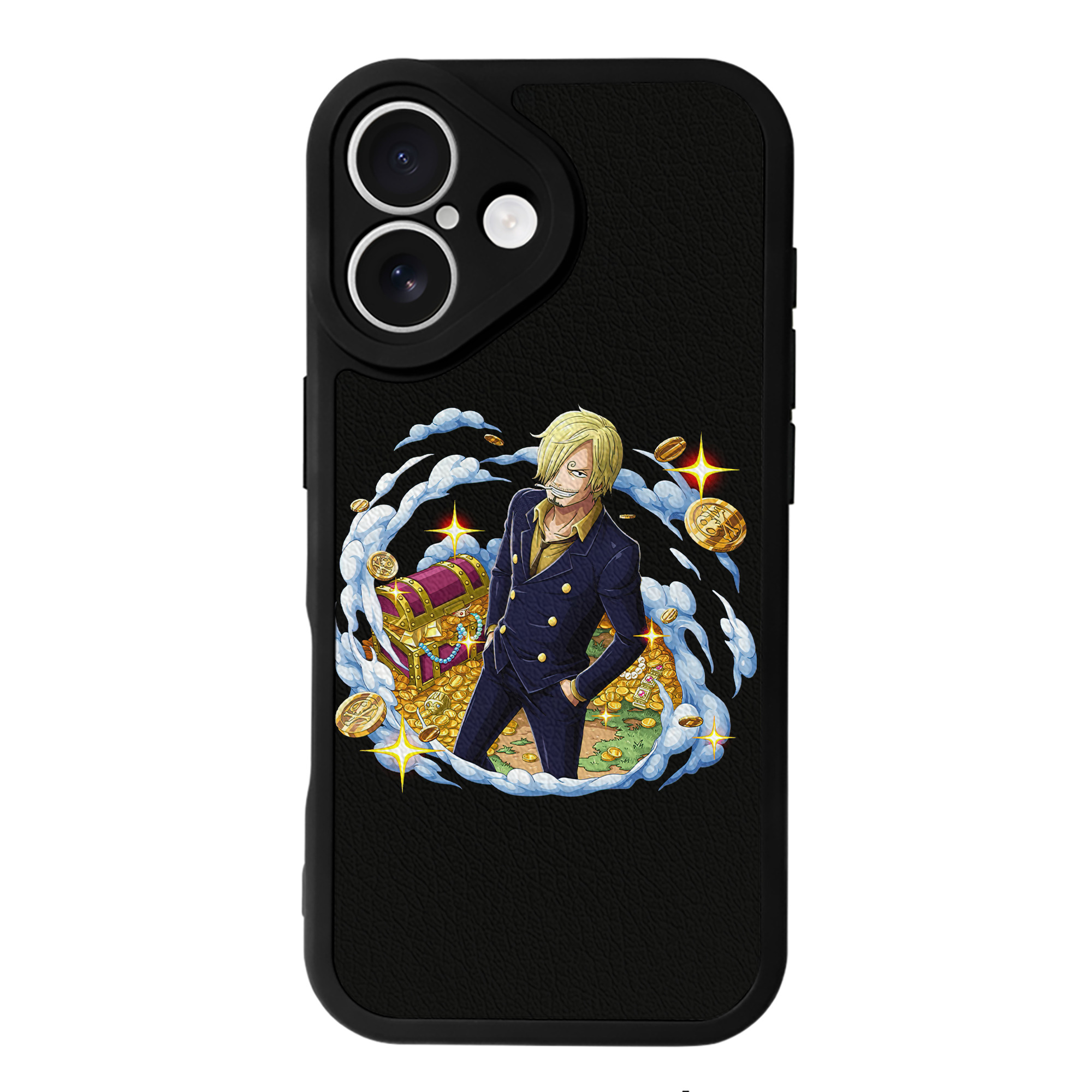 （画像用） ワンピース サンジ ONE PIECE Sanji 【iPhone 16シリーズ対応】シリコンスマホケース（レザー調） 材質：シリコン